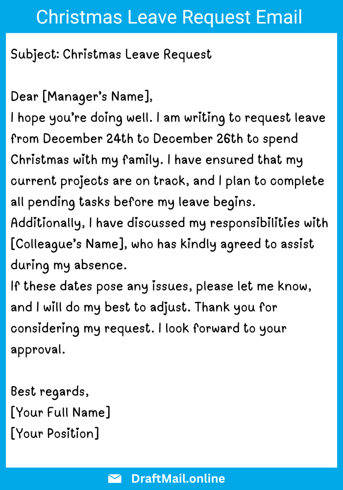 Christmas Leave Request Email